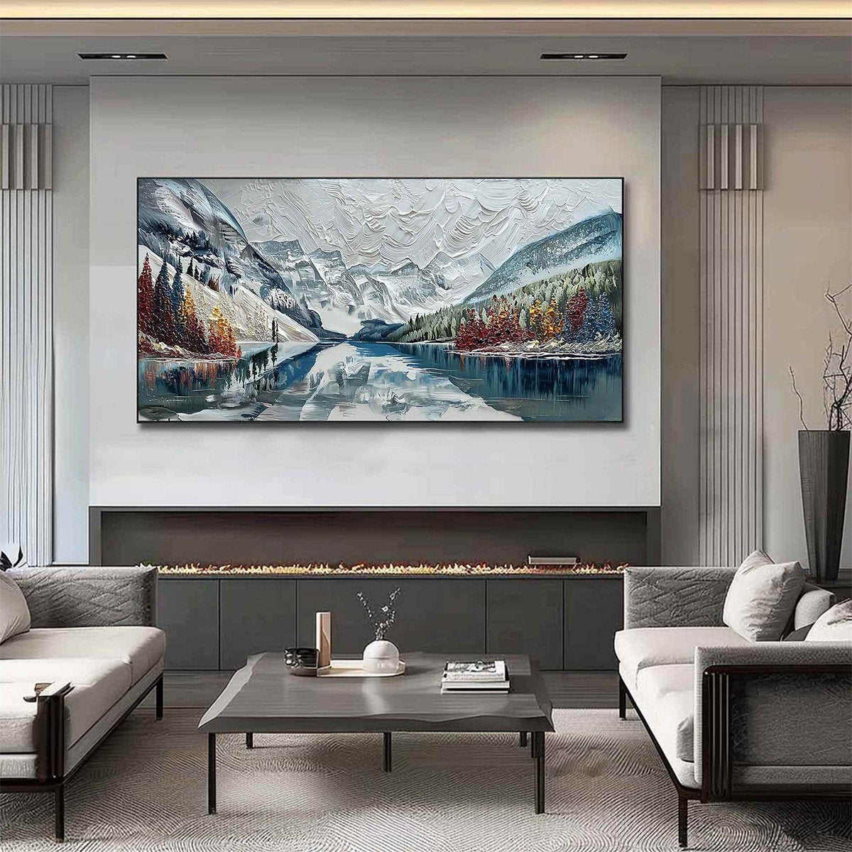 ALPINE REFLECTION: Textured Palette Knife Mountain & Lake Landscape Painting - Image 4