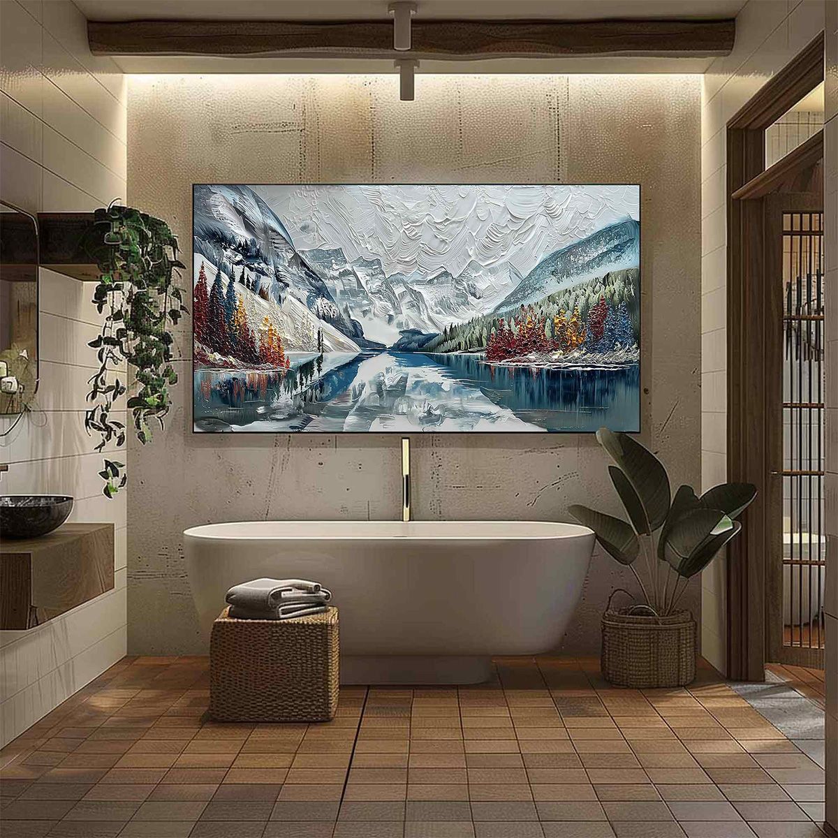 ALPINE REFLECTION: Textured Palette Knife Mountain & Lake Landscape Painting - Image 6