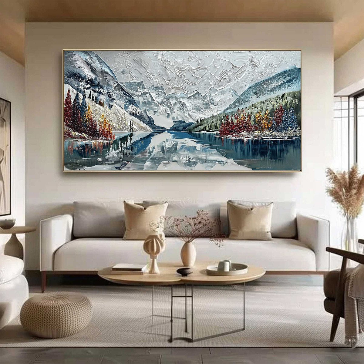 ALPINE REFLECTION: Textured Palette Knife Mountain & Lake Landscape Painting - Image 2