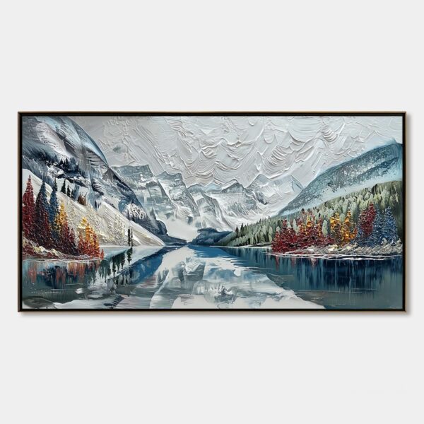 ALPINE REFLECTION: Textured Palette Knife Mountain & Lake Landscape Painting
