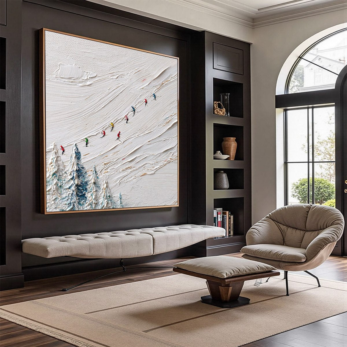 ALPINE RUSH: Heavily Textured Impasto Skiing Sports Painting - Image 7