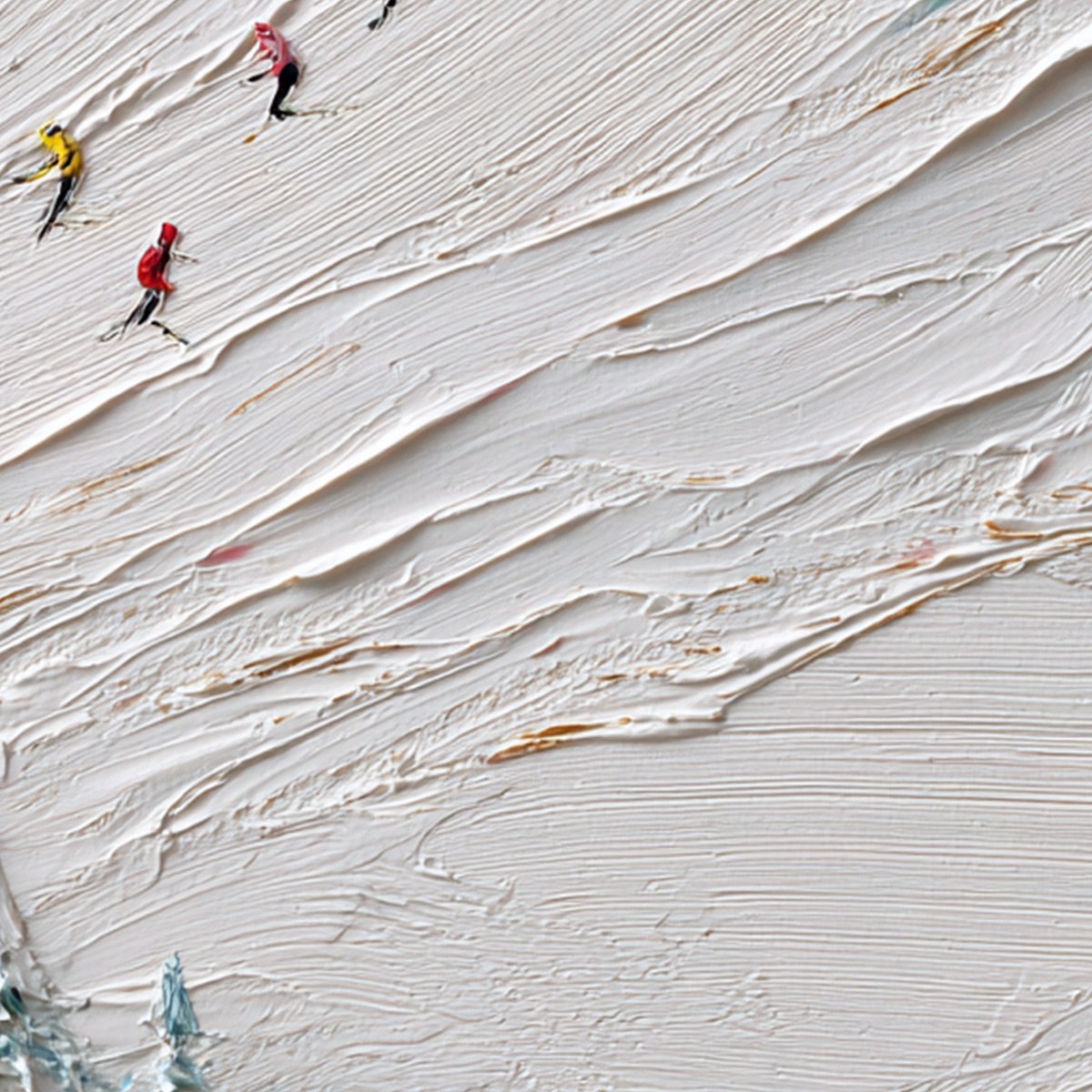 ALPINE RUSH: Heavily Textured Impasto Skiing Sports Painting - Image 3