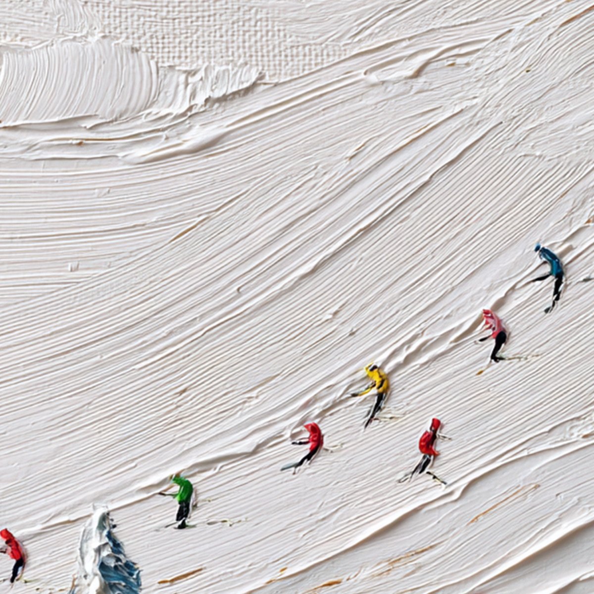 ALPINE RUSH: Heavily Textured Impasto Skiing Sports Painting - Image 5
