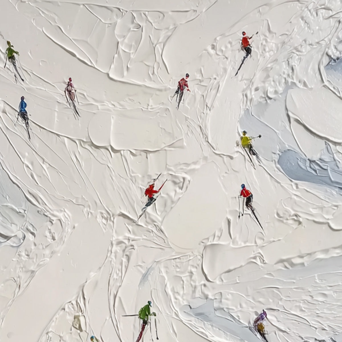 ALPINE RUSH: Textured Impasto Skiing Painting on Canvas - Image 5