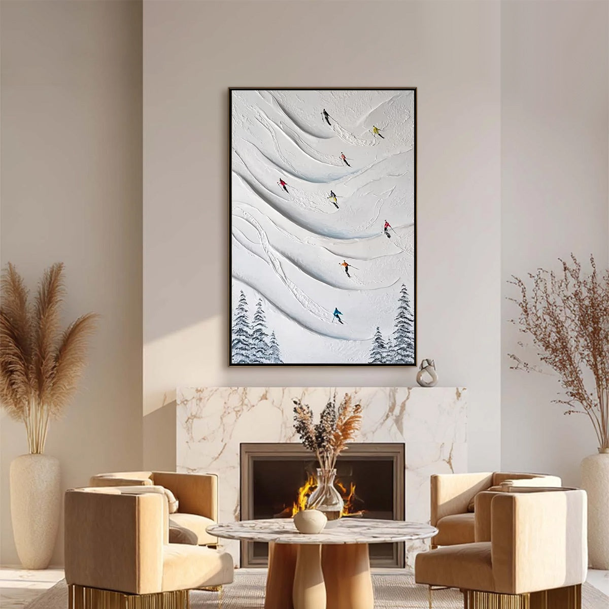 ALPINE RUSH: Textured Impasto Skiing & Mountain Sports Painting - Image 4