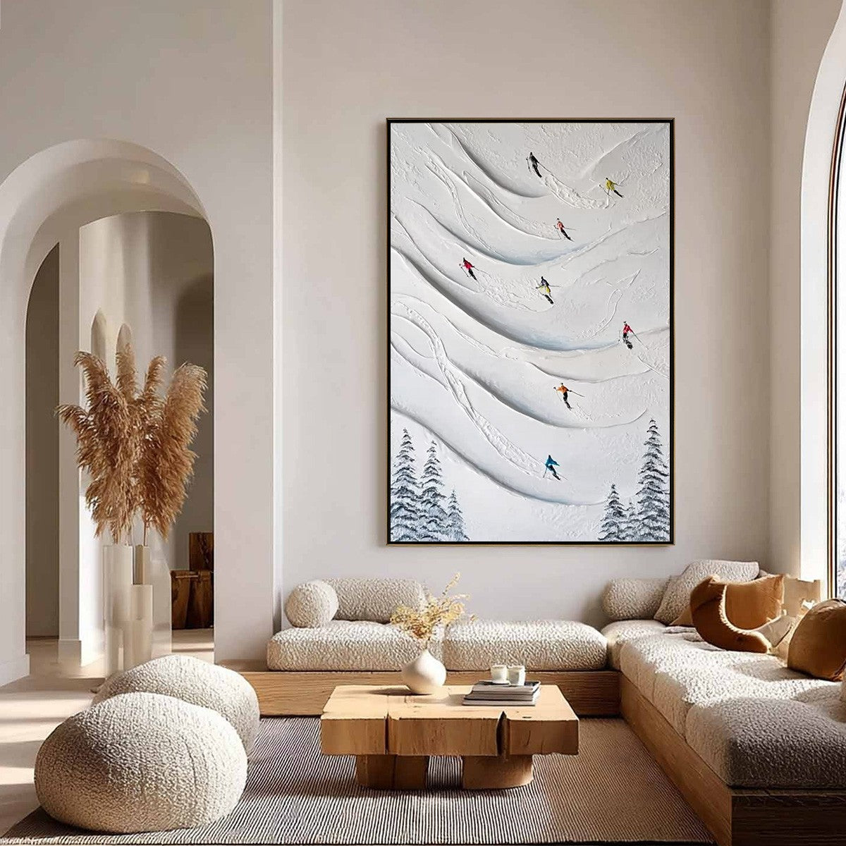 ALPINE RUSH: Textured Impasto Skiing & Mountain Sports Painting - Image 6