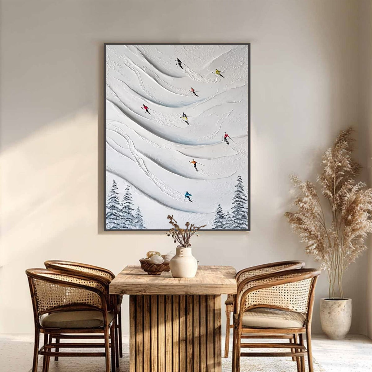 ALPINE RUSH: Textured Impasto Skiing & Mountain Sports Painting - Image 2
