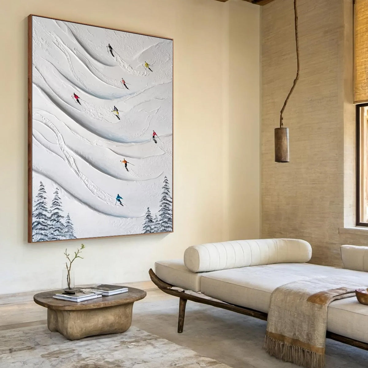 ALPINE RUSH: Textured Impasto Skiing & Mountain Sports Painting - Image 8