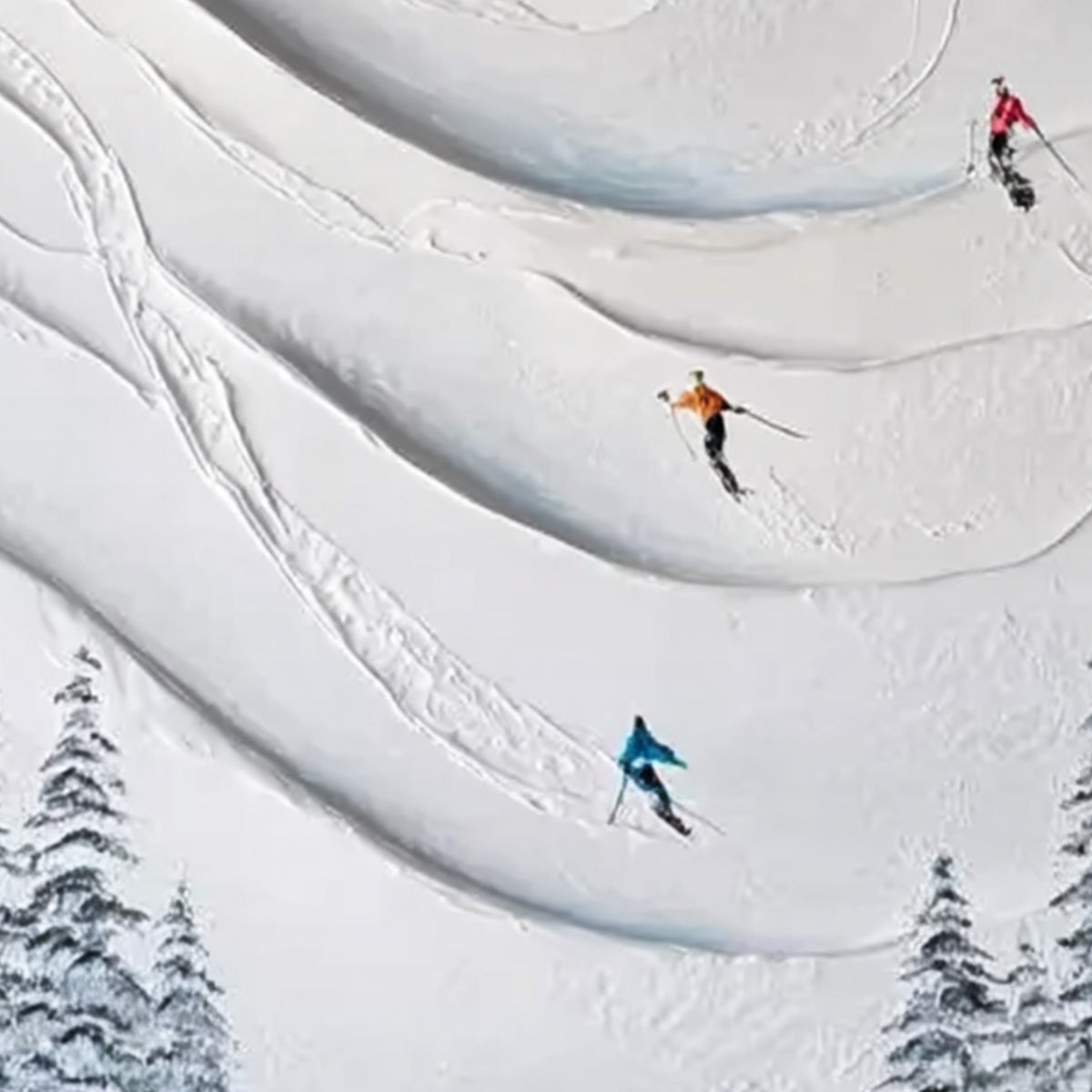 ALPINE RUSH: Textured Impasto Skiing & Mountain Sports Painting - Image 3