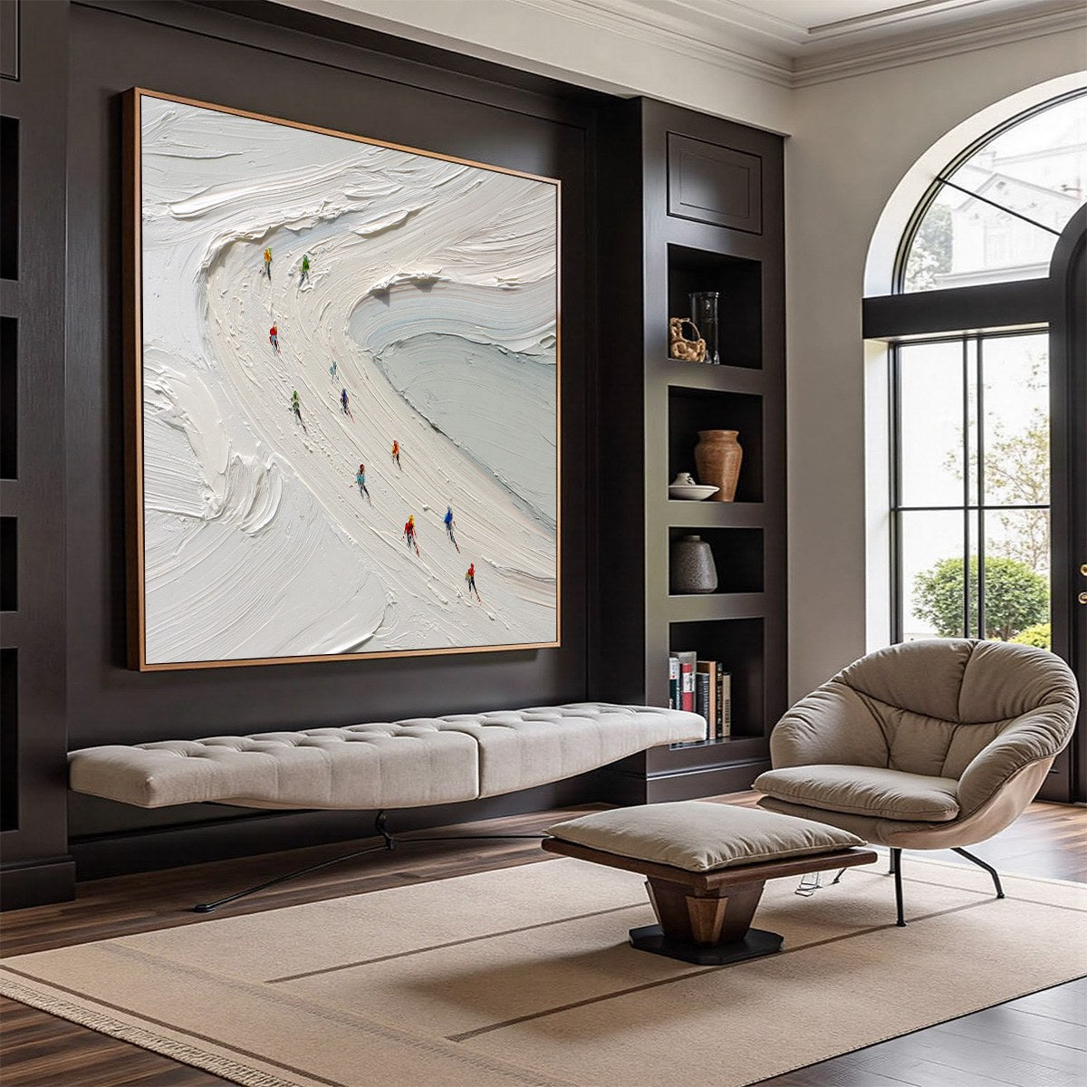 ALPINE RUSH: Textured Impasto Style Skiing Sports Painting - Image 7