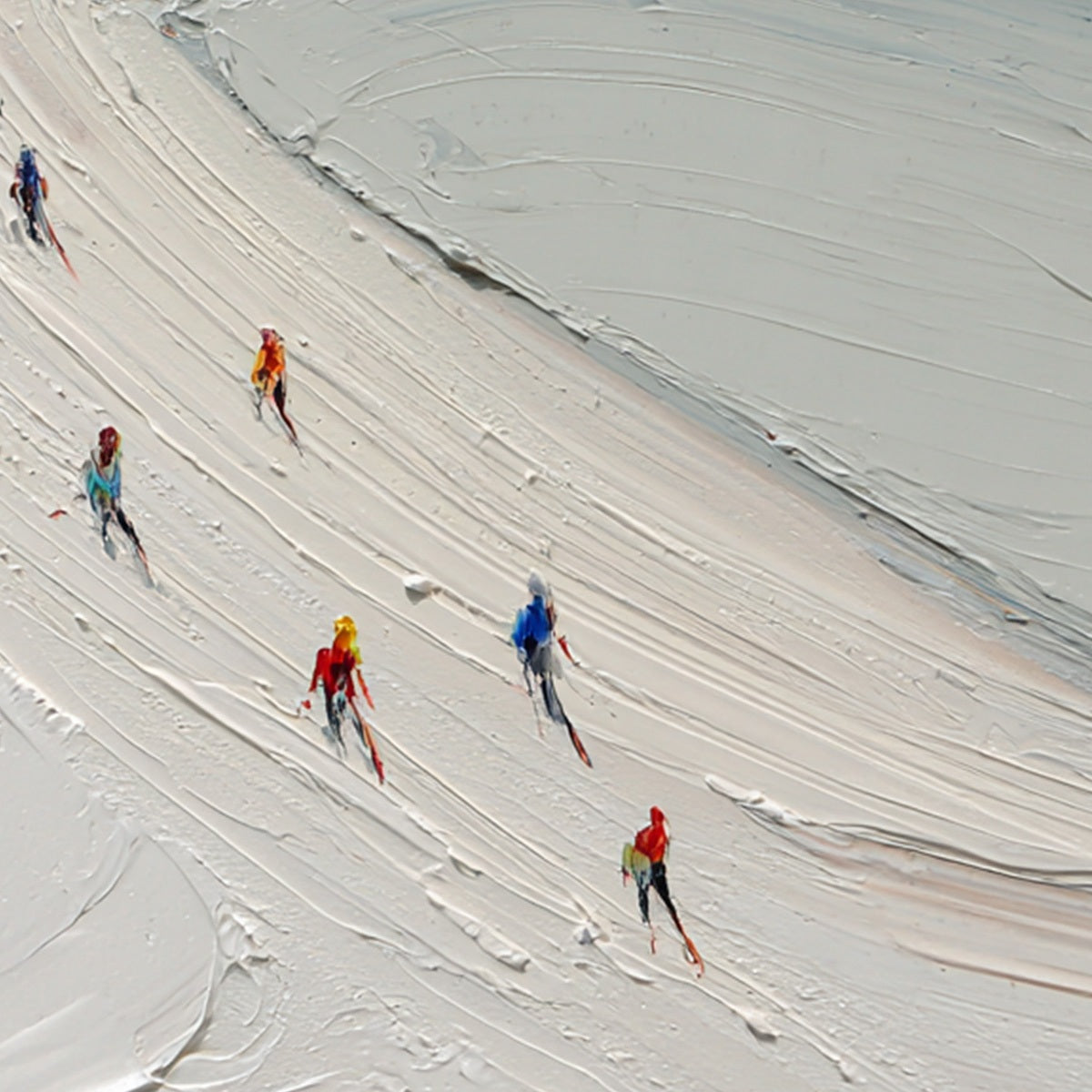 ALPINE RUSH: Textured Impasto Style Skiing Sports Painting - Image 3
