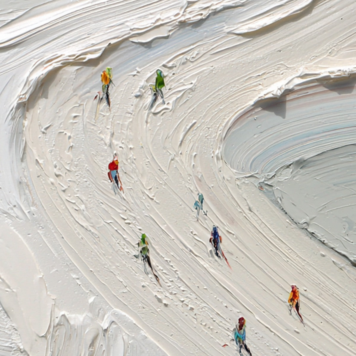 ALPINE RUSH: Textured Impasto Style Skiing Sports Painting - Image 5