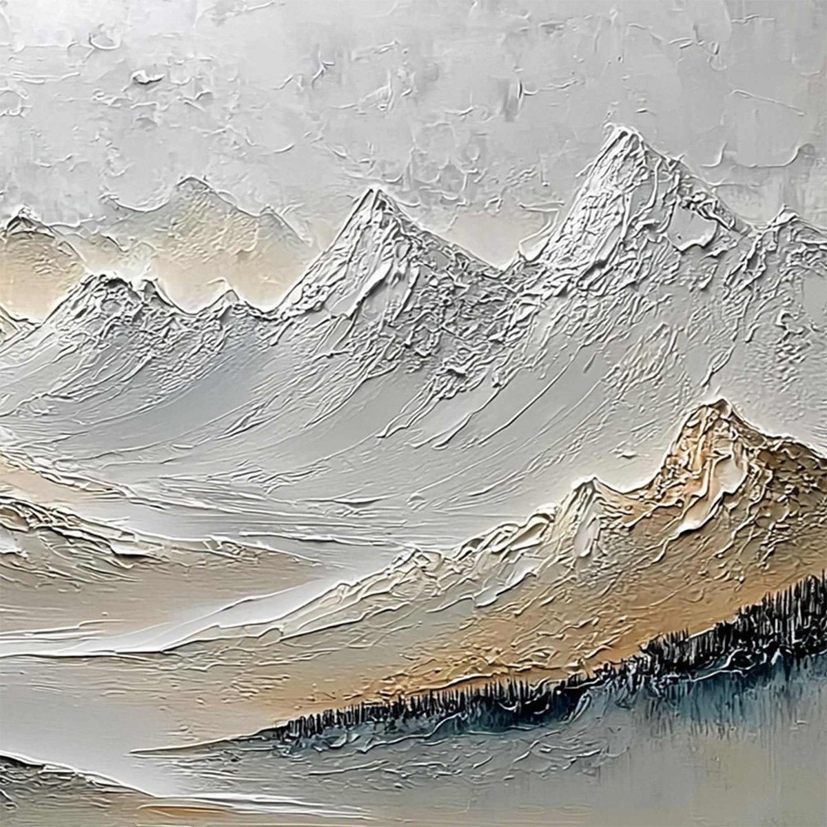 ALPINE SERENITY: Textured Wabi Sabi Mountain Landscape Painting - Image 4