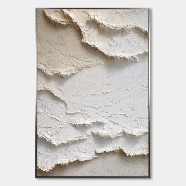 ALPINE WHISPERS: Textured White Abstract Oil Painting