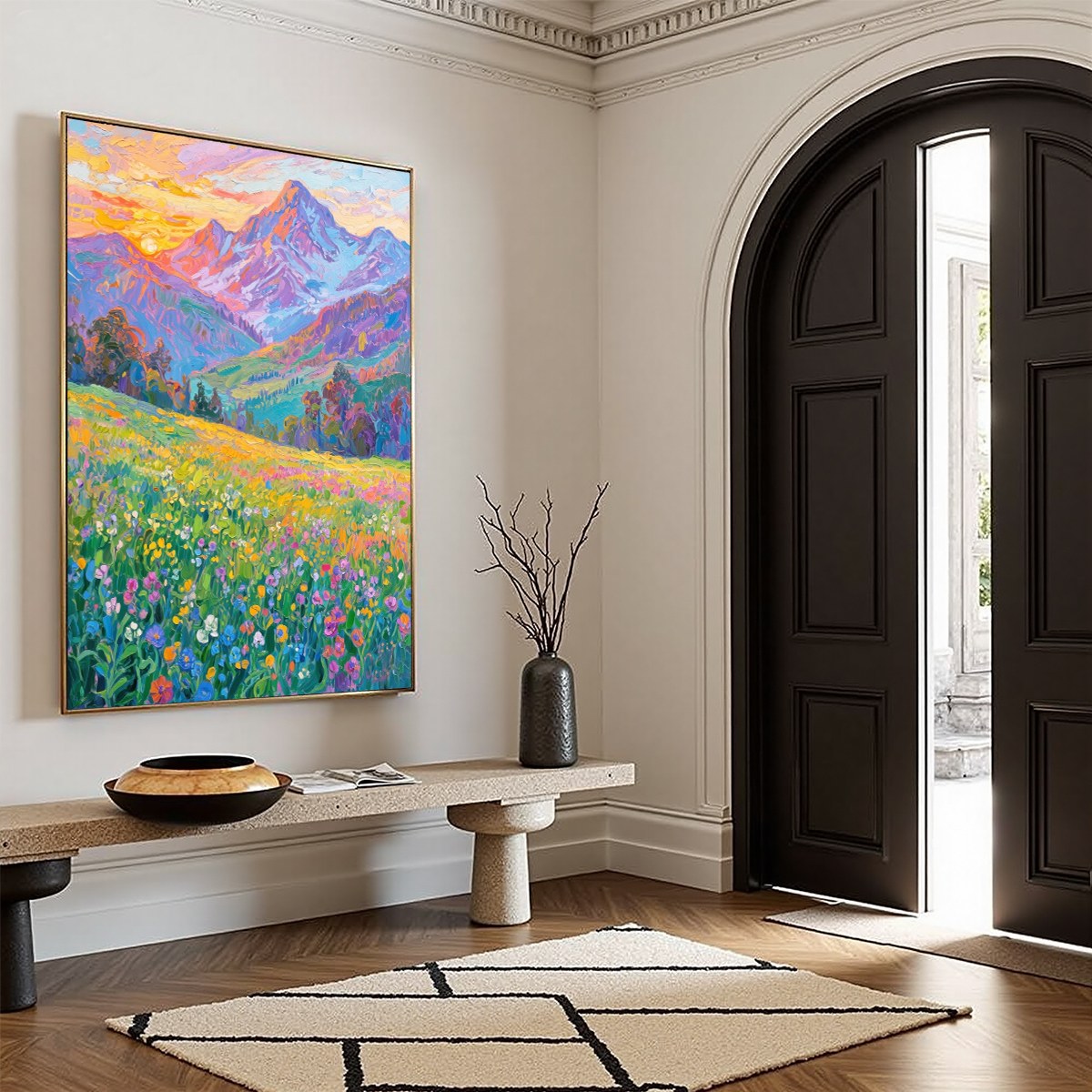 ALPINE BLOOM: Impasto Colorful Mountain Landscape Painting - Image 6