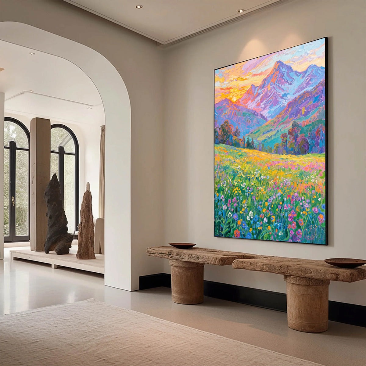 ALPINE BLOOM: Impasto Colorful Mountain Landscape Painting - Image 5