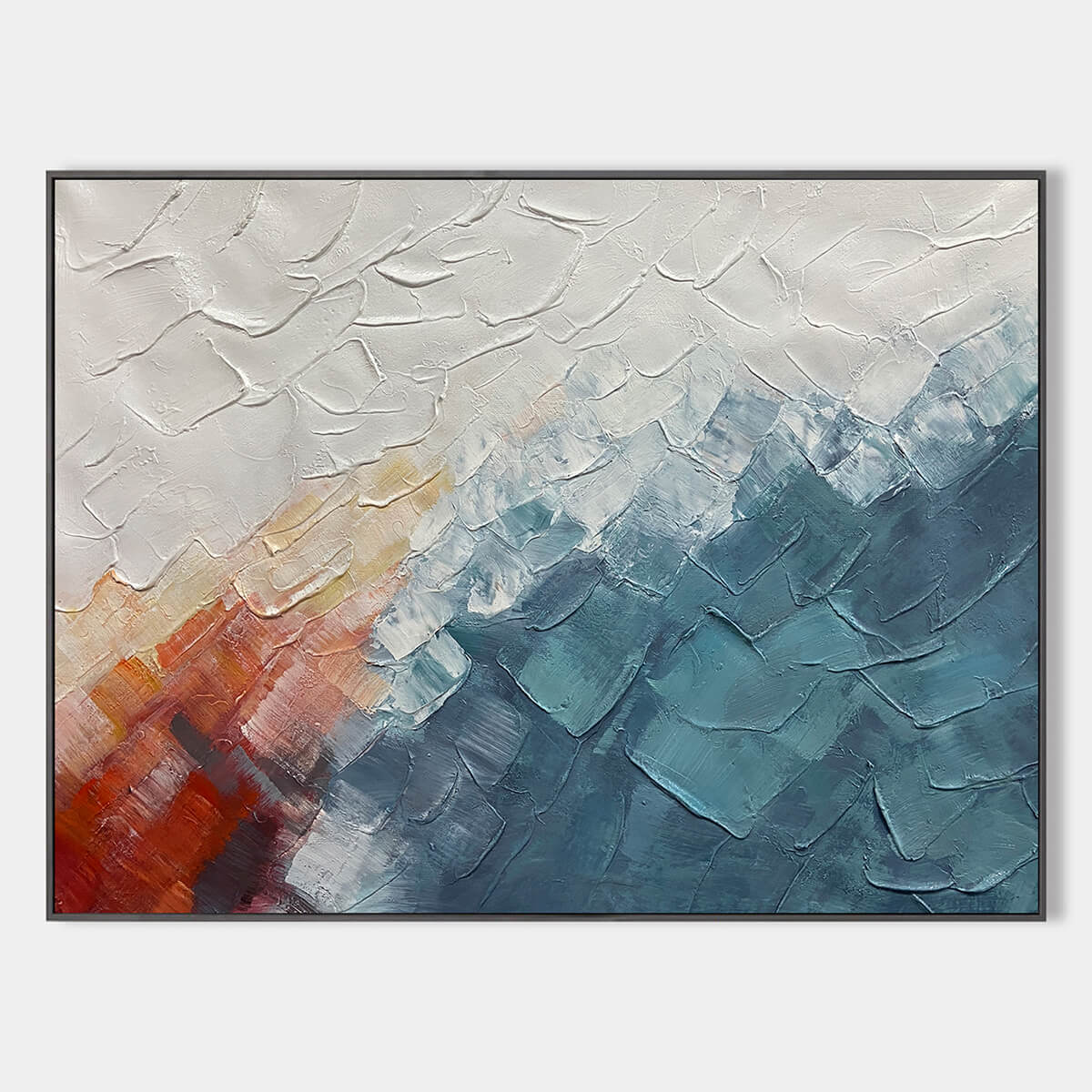 ALPINE GLOW: Abstract Mountain Impasto Oil Painting