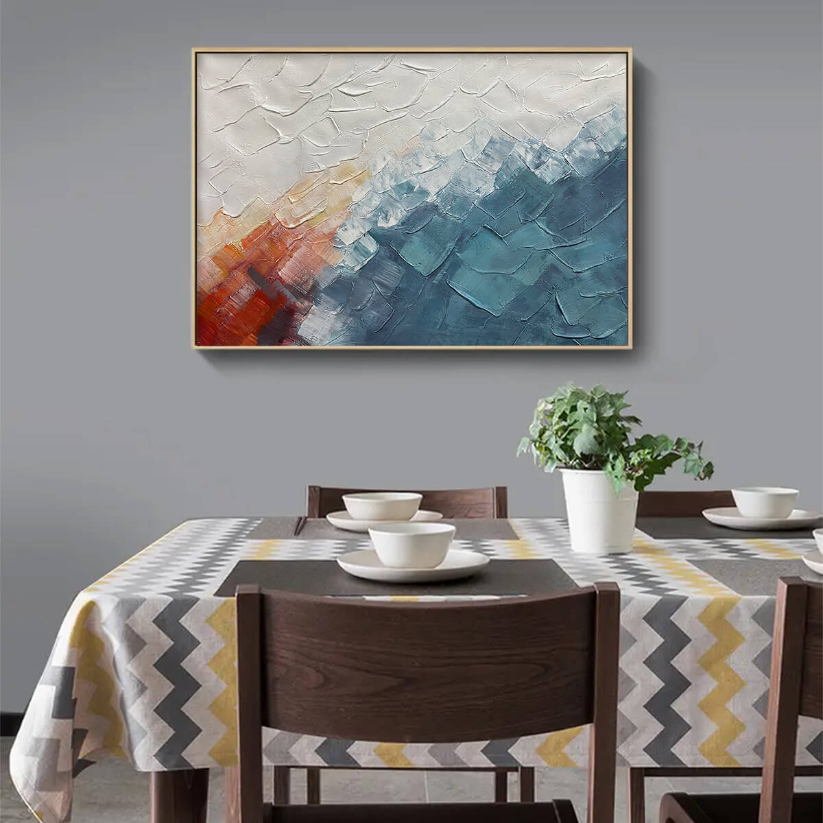 ALPINE GLOW: Abstract Mountain Impasto Oil Painting - Image 6