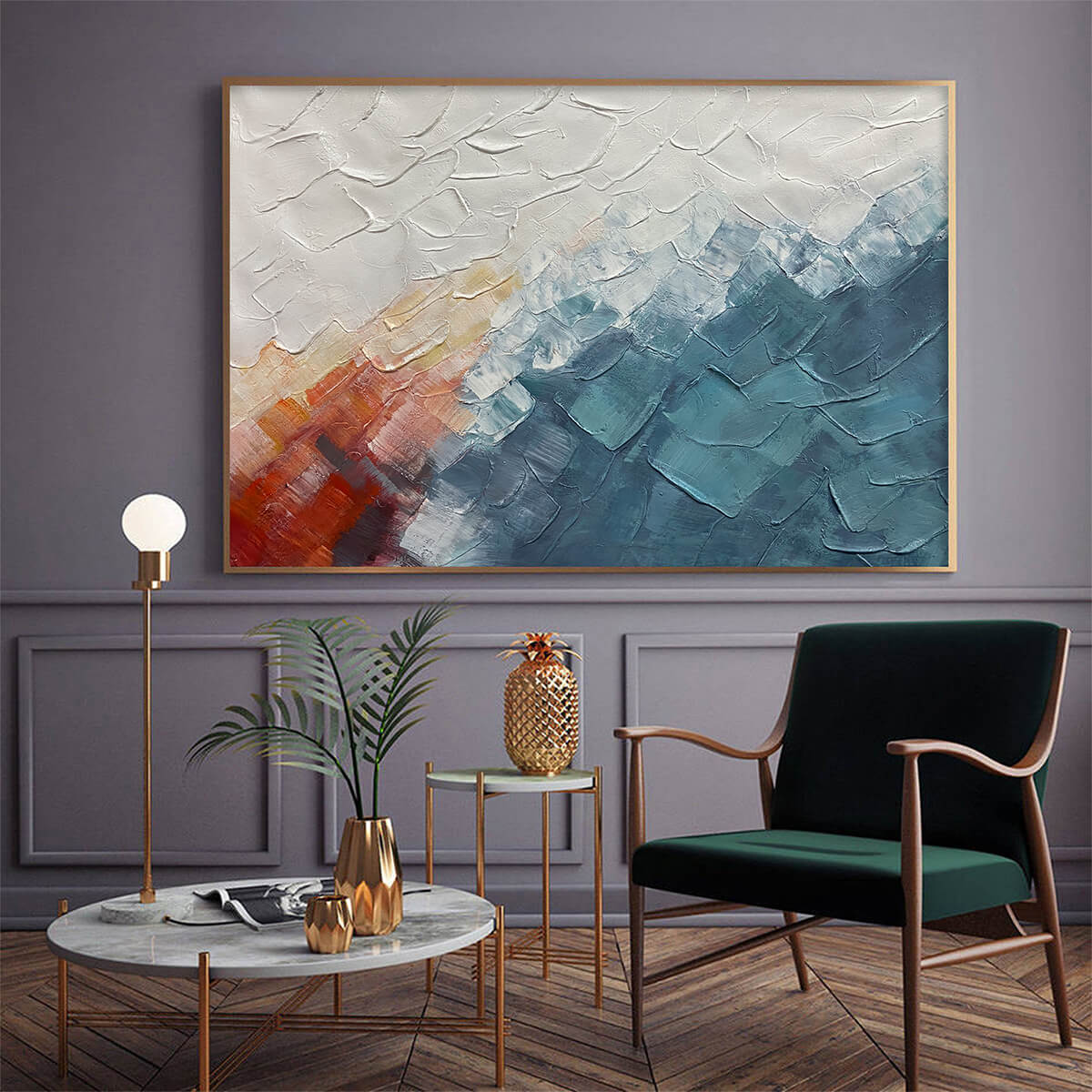 ALPINE GLOW: Abstract Mountain Impasto Oil Painting - Image 2