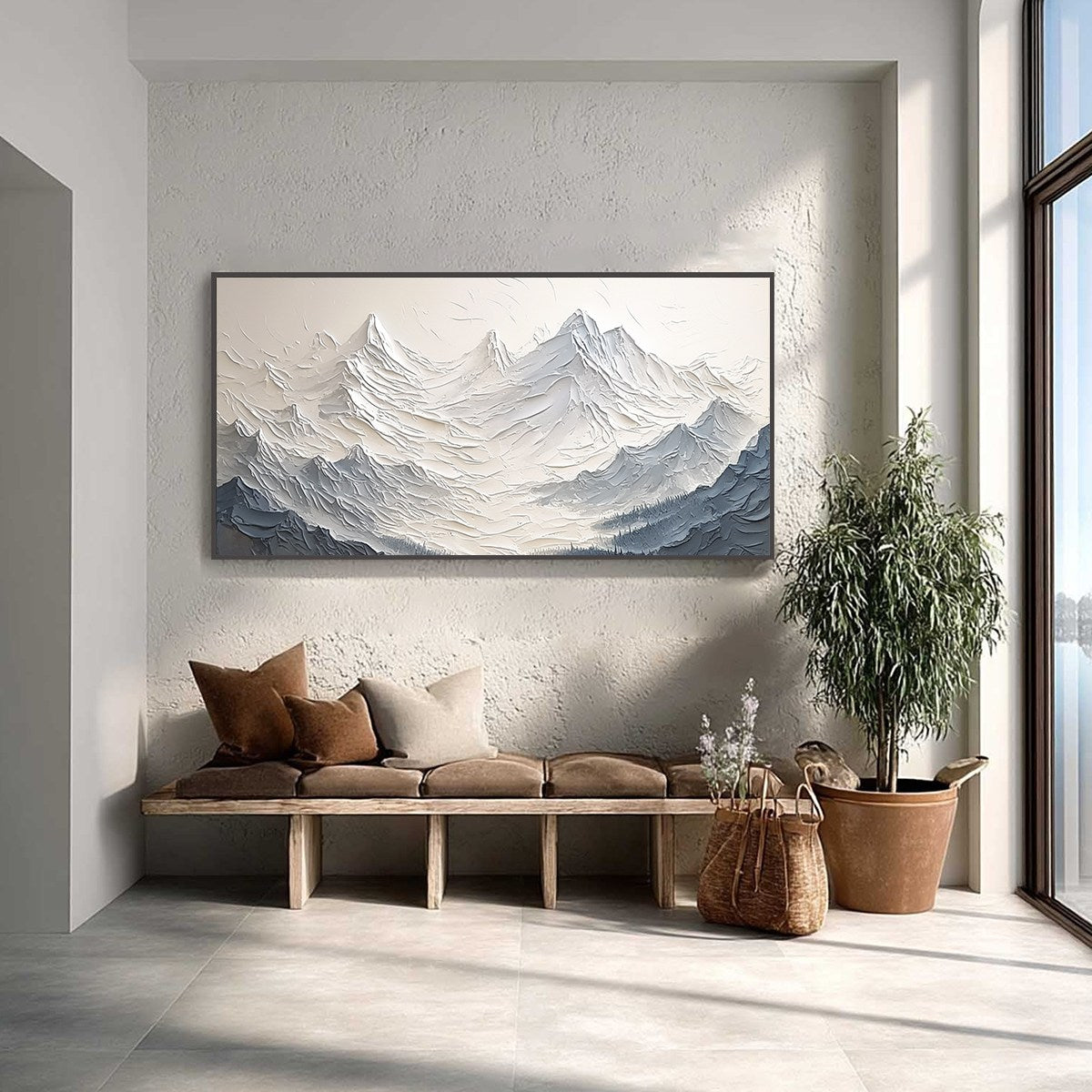 ALPINE MAJESTY: Textured Minimalist Mountain Painting - Image 5