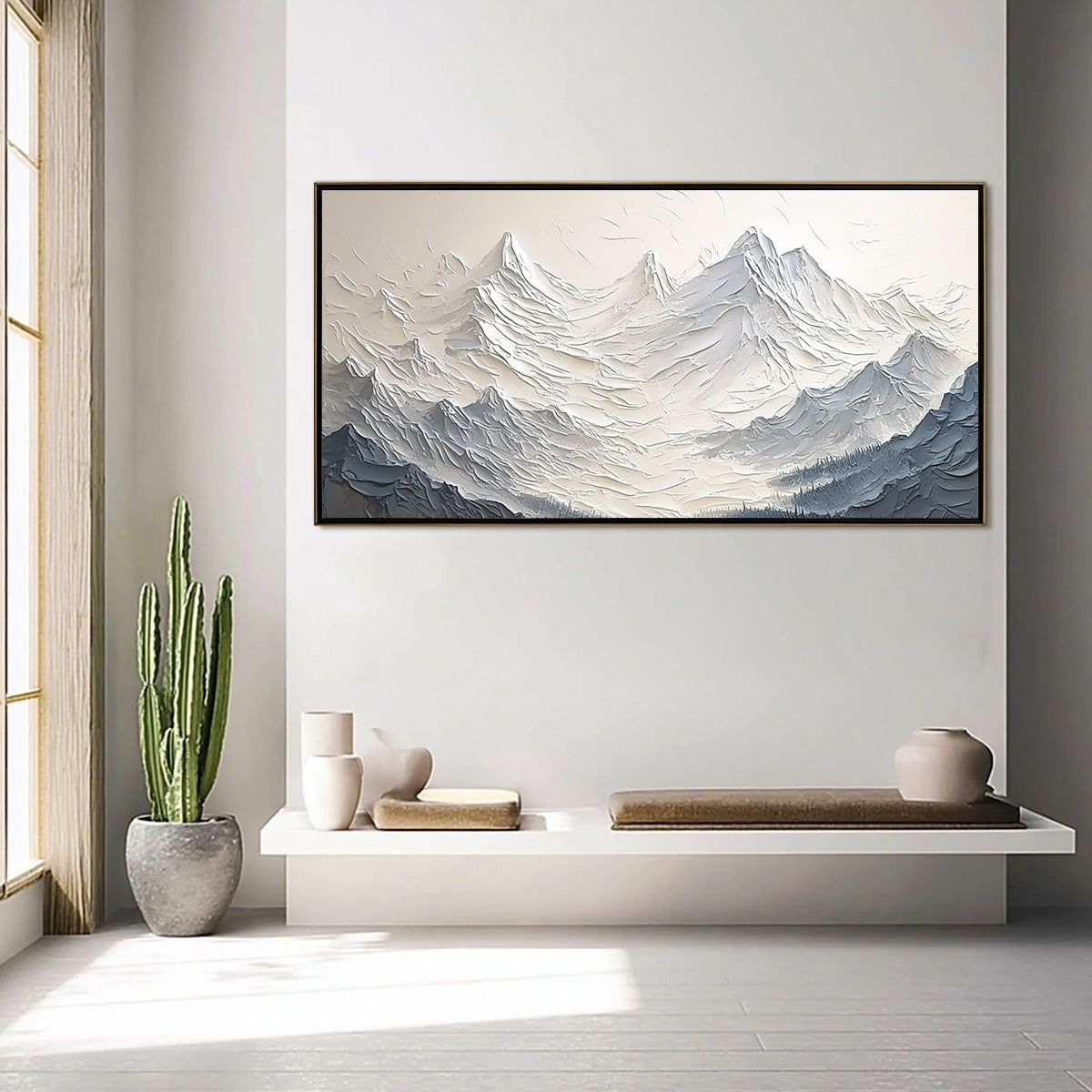 ALPINE MAJESTY: Textured Minimalist Mountain Painting - Image 2