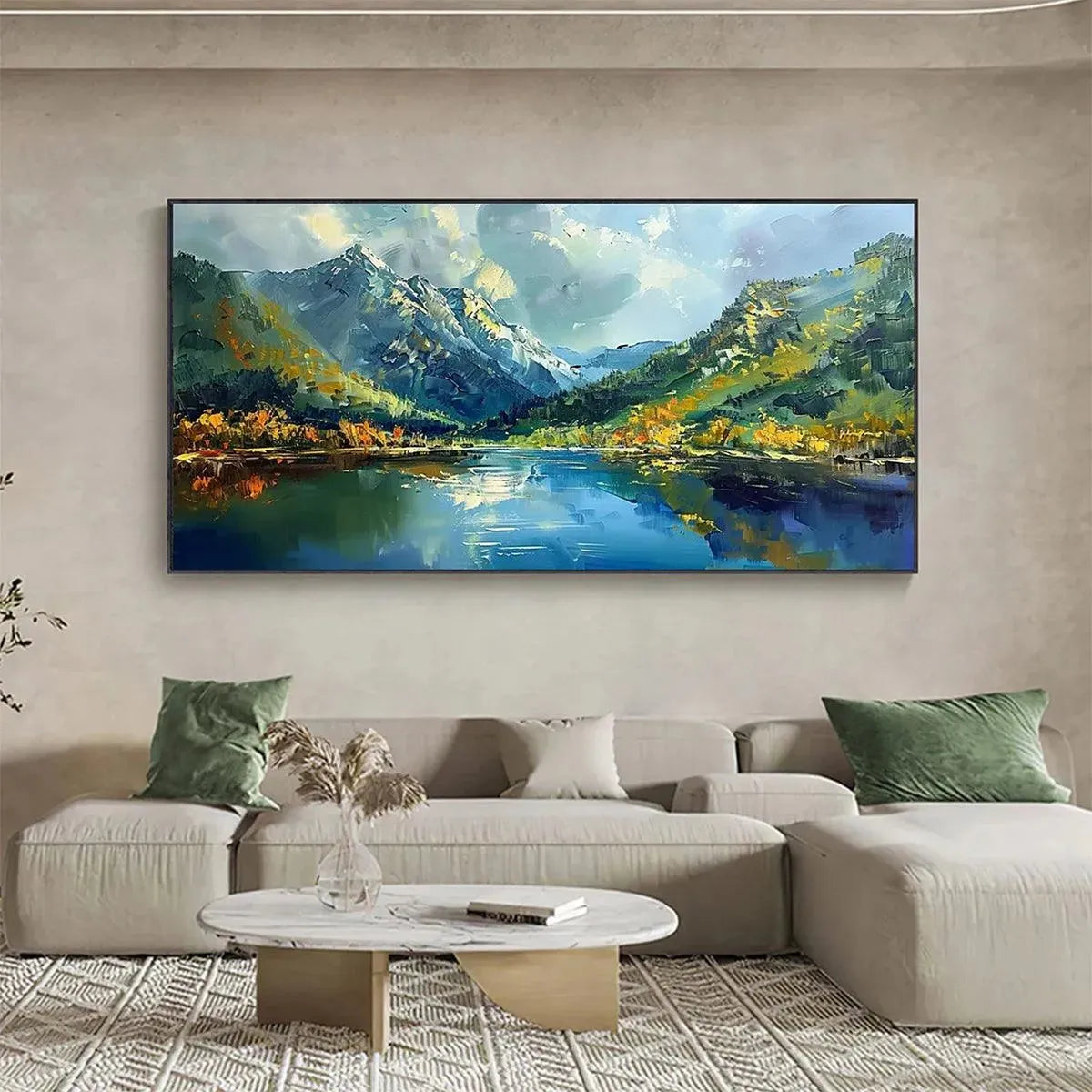ALPINE REFLECTION: Panoramic Landscape Painting of a Mountain Lake - Image 8