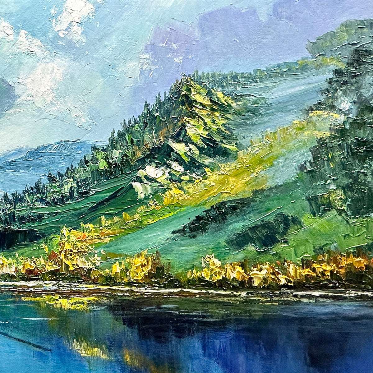 ALPINE REFLECTION: Panoramic Landscape Painting of a Mountain Lake - Image 3
