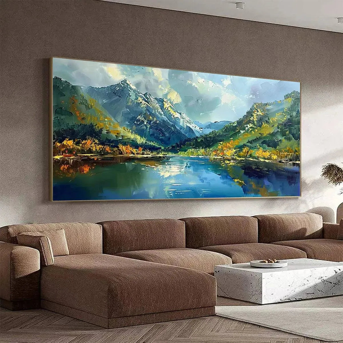 ALPINE REFLECTION: Panoramic Landscape Painting of a Mountain Lake - Image 4