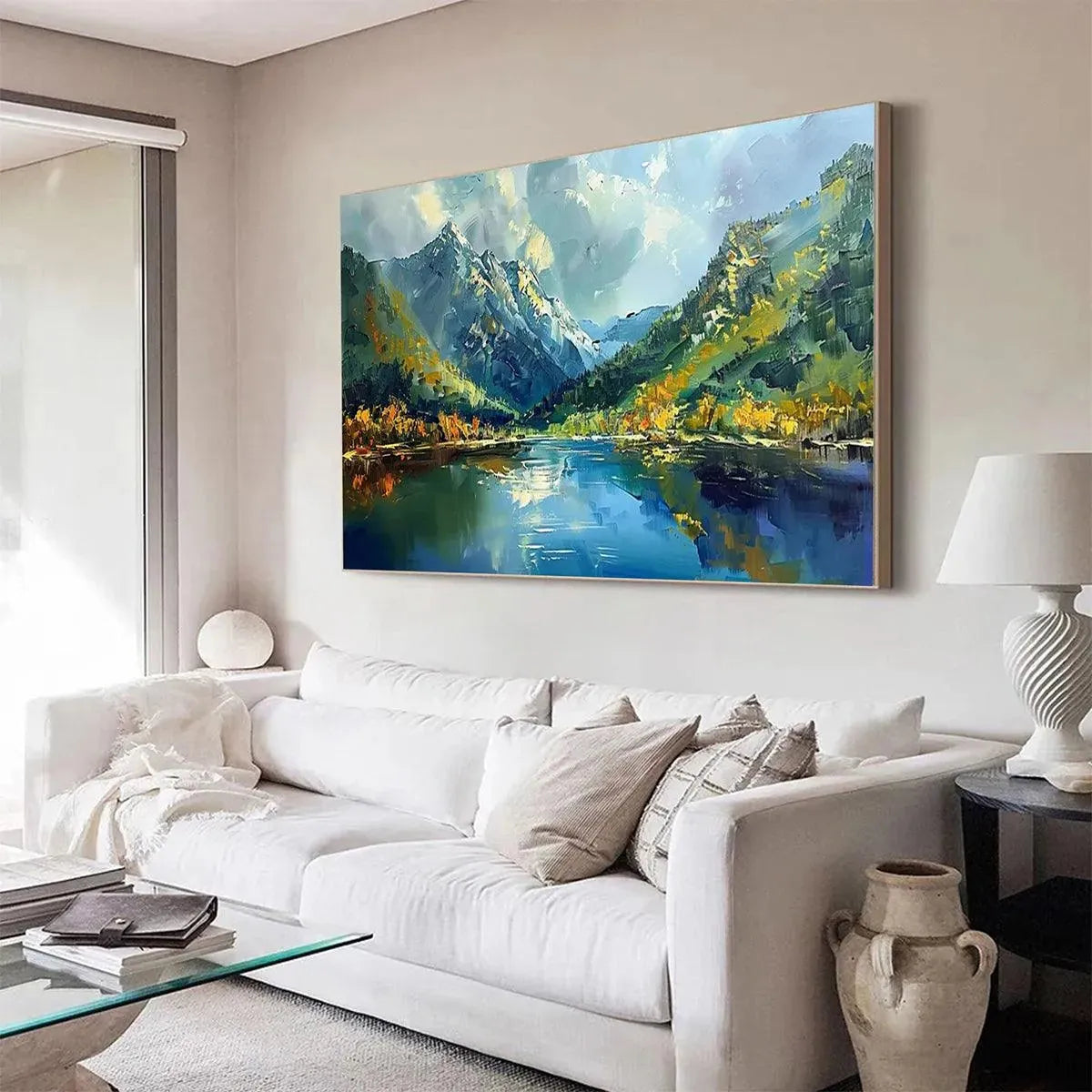 ALPINE REFLECTION: Panoramic Landscape Painting of a Mountain Lake - Image 5