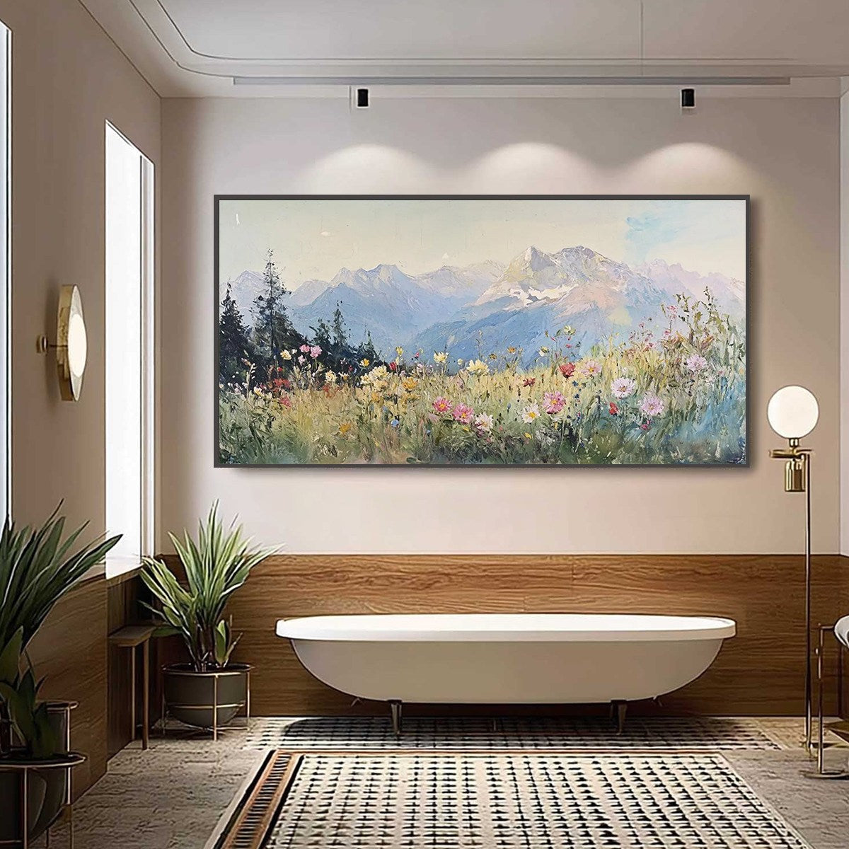 ALPINE SERENITY: Impressionist Mountain Meadow Landscape Painting - Image 2