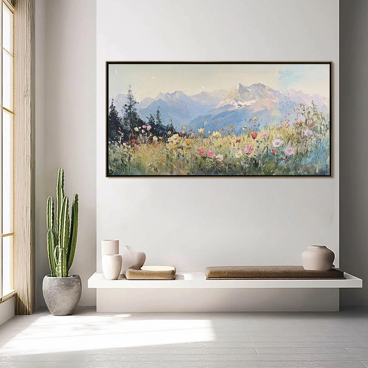 ALPINE SERENITY: Impressionist Mountain Meadow Landscape Painting - Image 7