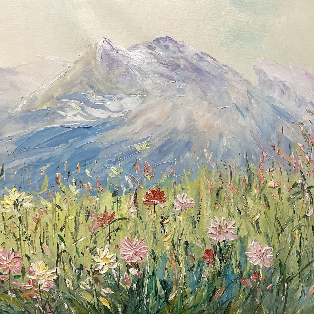 ALPINE SERENITY: Impressionist Mountain Meadow Landscape Painting - Image 3
