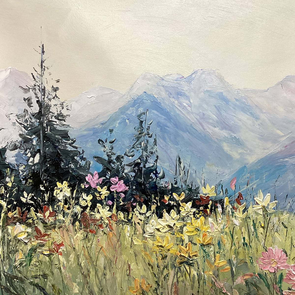 ALPINE SERENITY: Impressionist Mountain Meadow Landscape Painting - Image 6