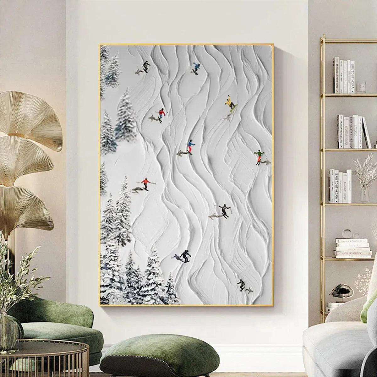 ALPINE SLOPES: Textured White Skiing Landscape Painting - Image 2