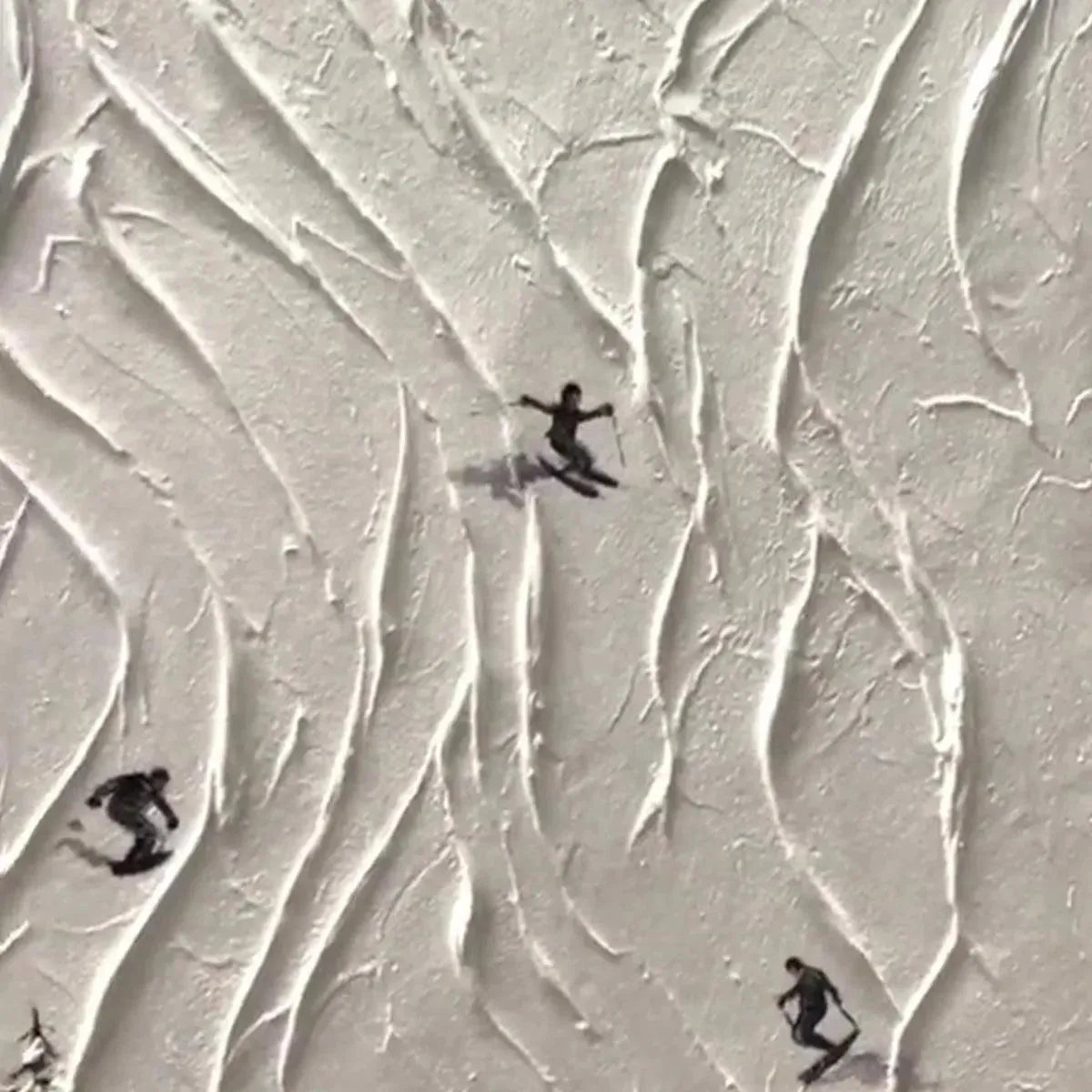 ALPINE SLOPES: Textured White Skiing Landscape Painting - Image 3