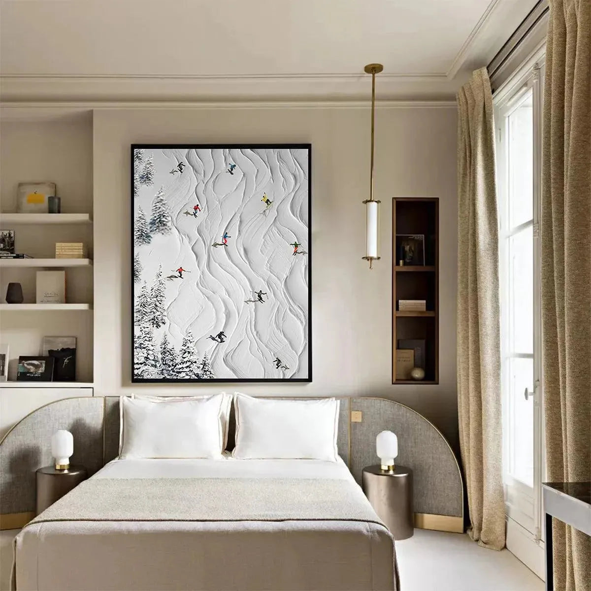 ALPINE SLOPES: Textured White Skiing Landscape Painting - Image 4