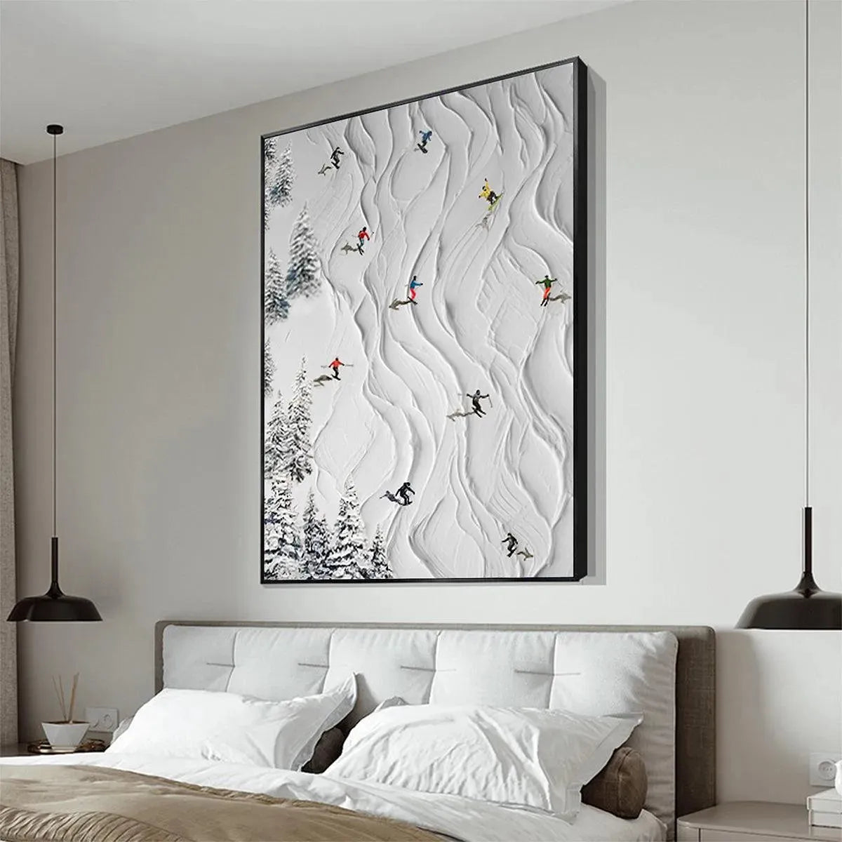 ALPINE SLOPES: Textured White Skiing Landscape Painting - Image 5