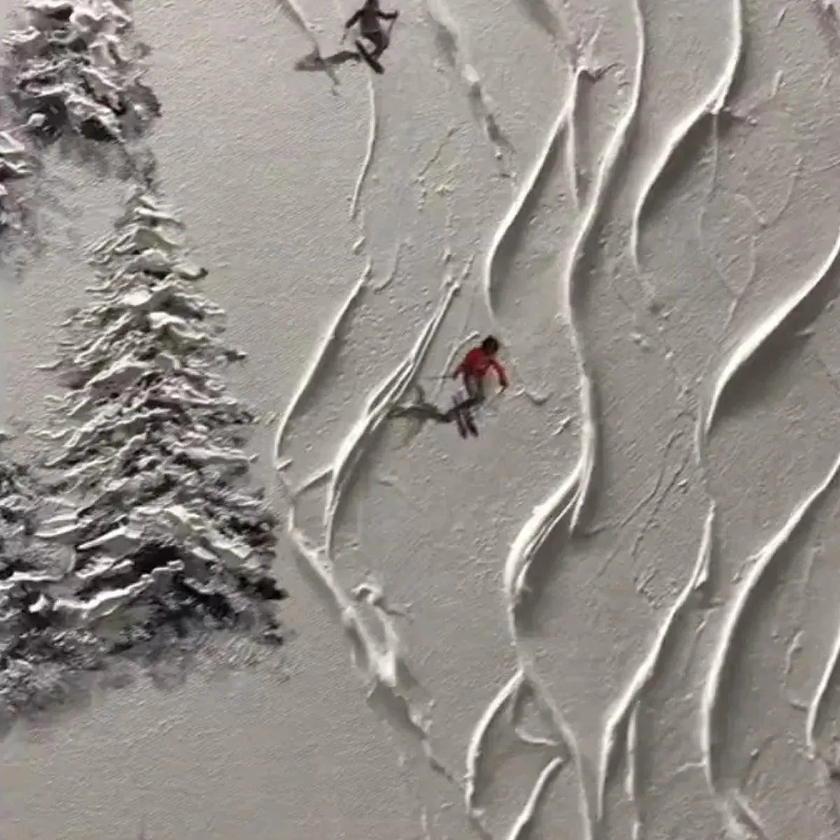 ALPINE SLOPES: Textured White Skiing Landscape Painting - Image 6