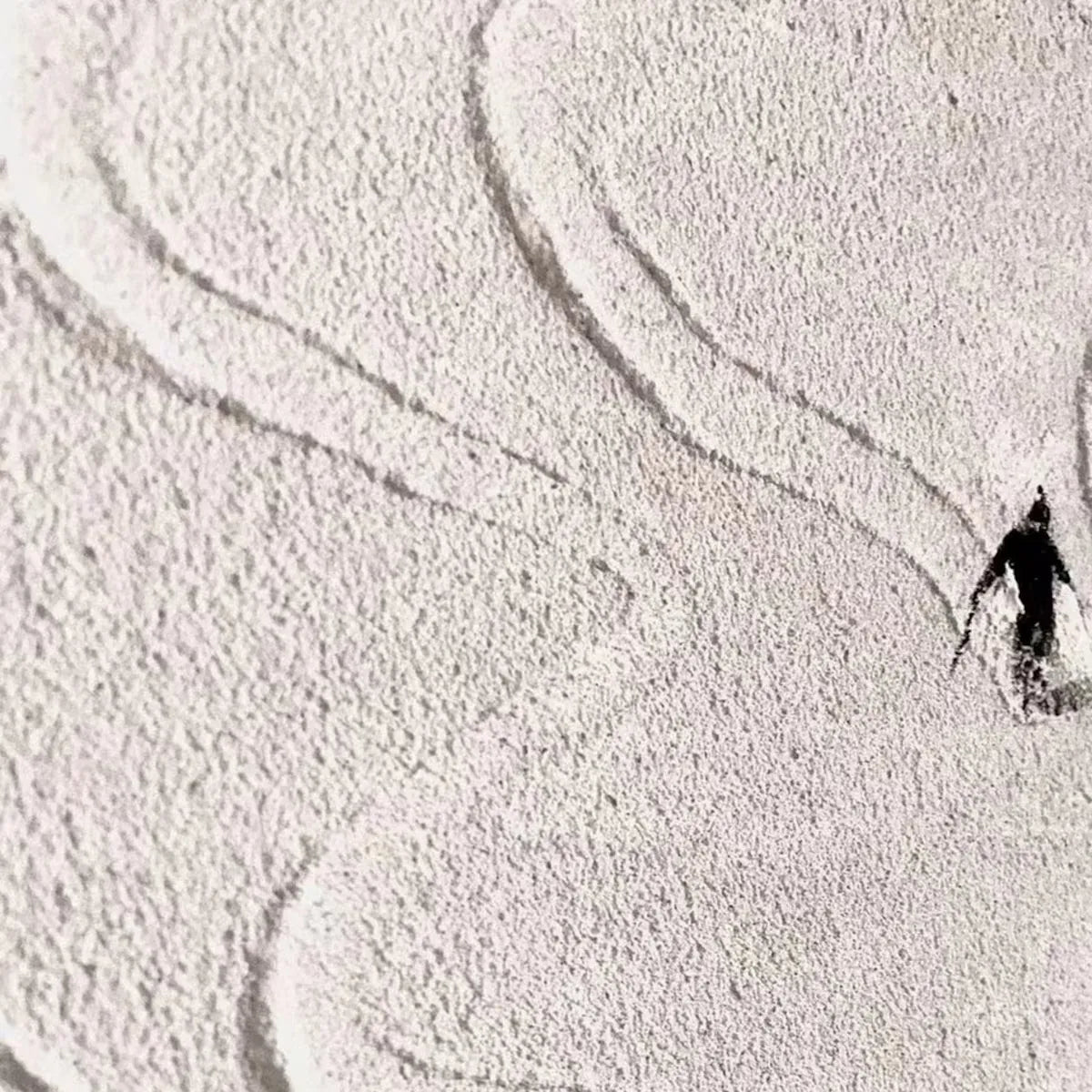 ALPINE SYMPHONY: Minimalist Skiing Scene on Textured Canvas - Image 3