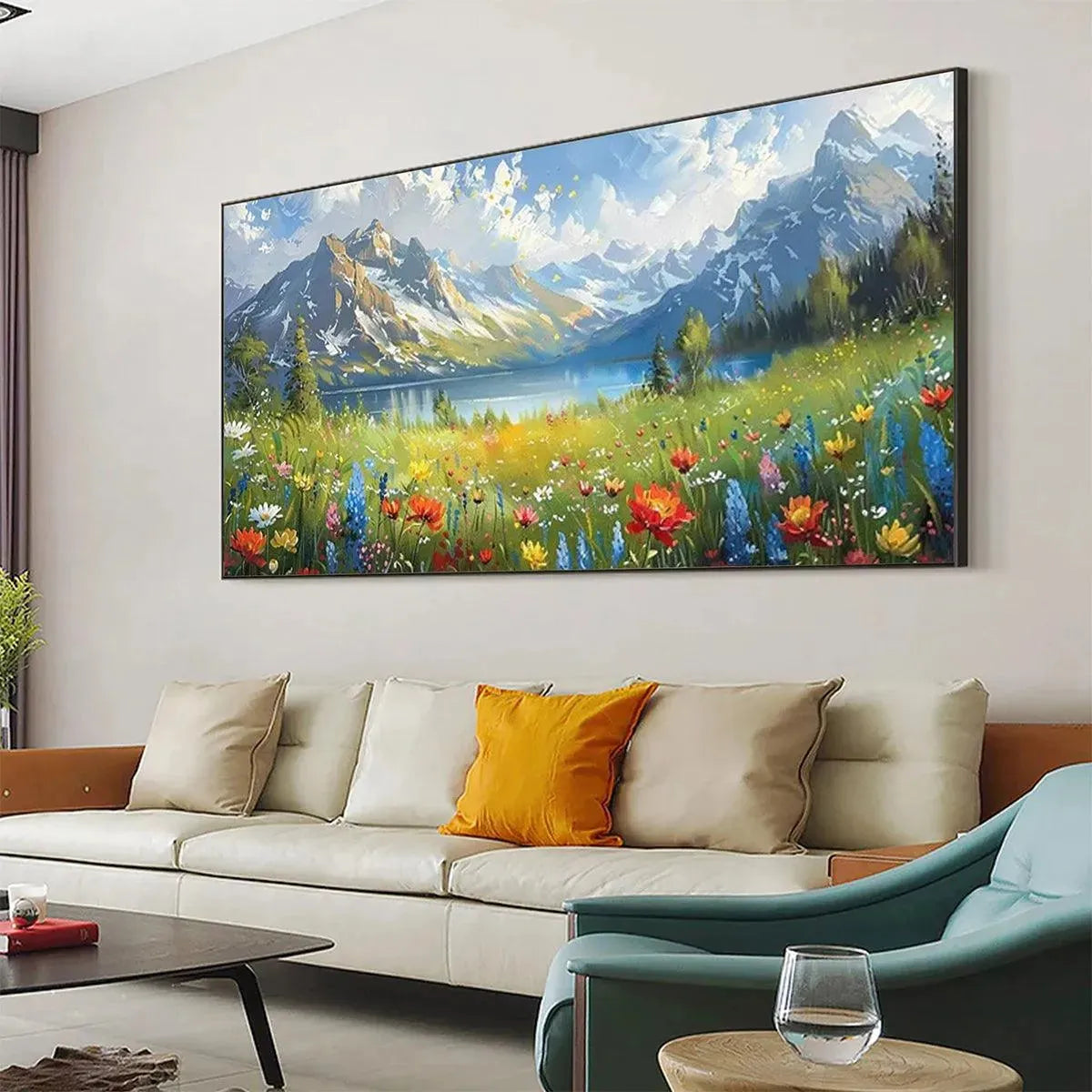 ALPINE WILDFLOWER PARADISE: Colorful Landscape Painting with Mountains and Wildflowers - Image 4