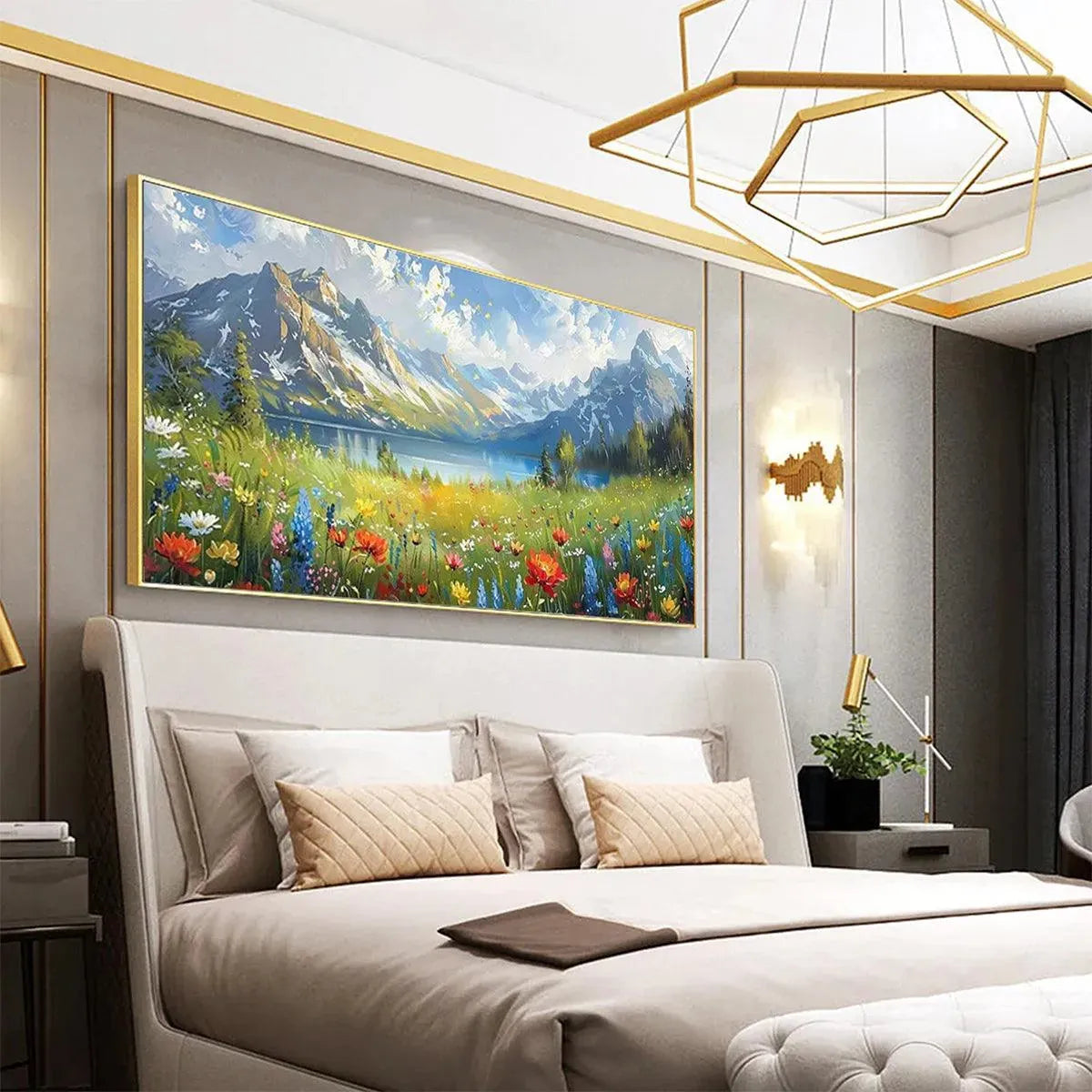 ALPINE WILDFLOWER PARADISE: Colorful Landscape Painting with Mountains and Wildflowers - Image 5