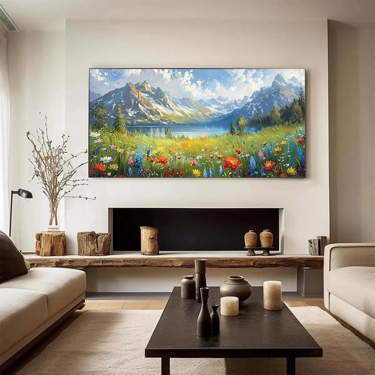 ALPINE WILDFLOWER PARADISE: Colorful Landscape Painting with Mountains and Wildflowers - Image 7