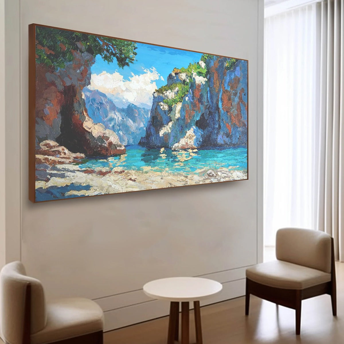 AMALFI COVE: Impasto Coastal Landscape Oil Painting - Image 7