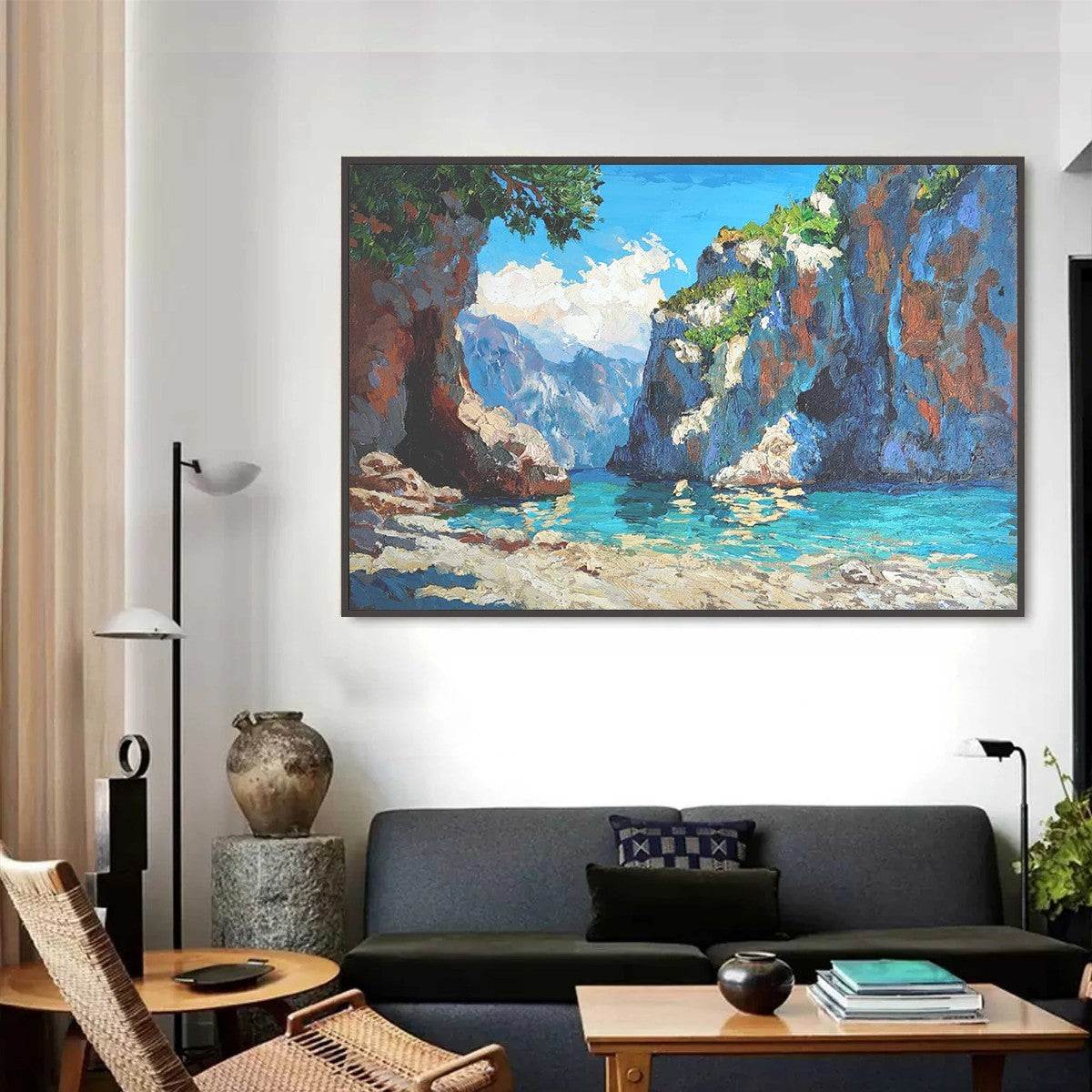 AMALFI COVE: Impasto Coastal Landscape Oil Painting - Image 5