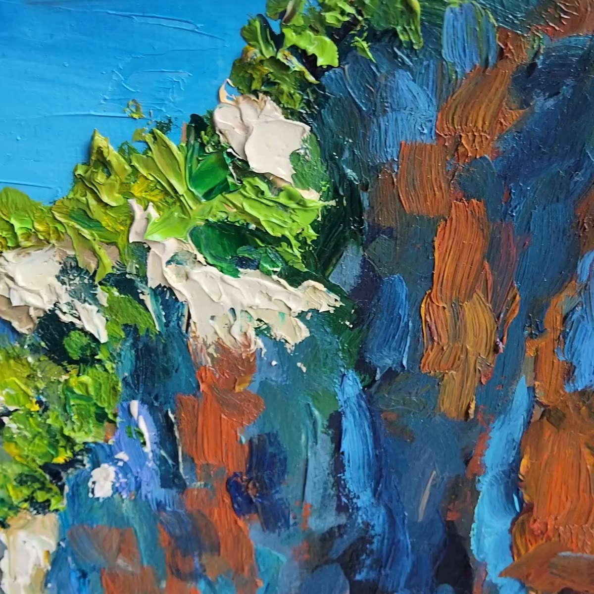 AMALFI COVE: Impasto Coastal Landscape Oil Painting - Image 4