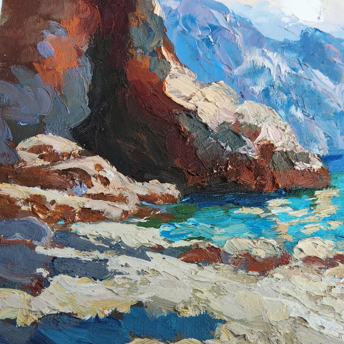 AMALFI COVE: Impasto Coastal Landscape Oil Painting - Image 3