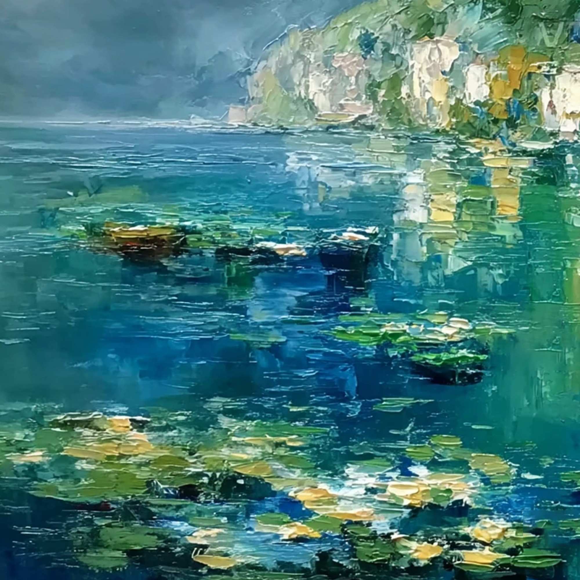AMALFI REFLECTIONS: Textured Impasto Painting of Italian Coast Reflections - Image 3