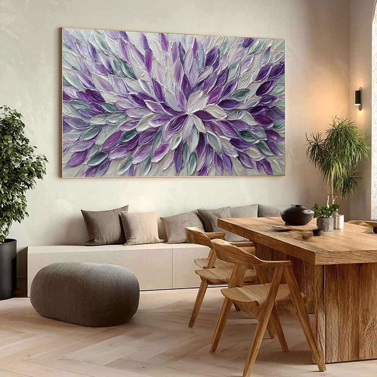 AMETHYST BLOOM: Textured Impasto Floral Oil Painting - Image 4