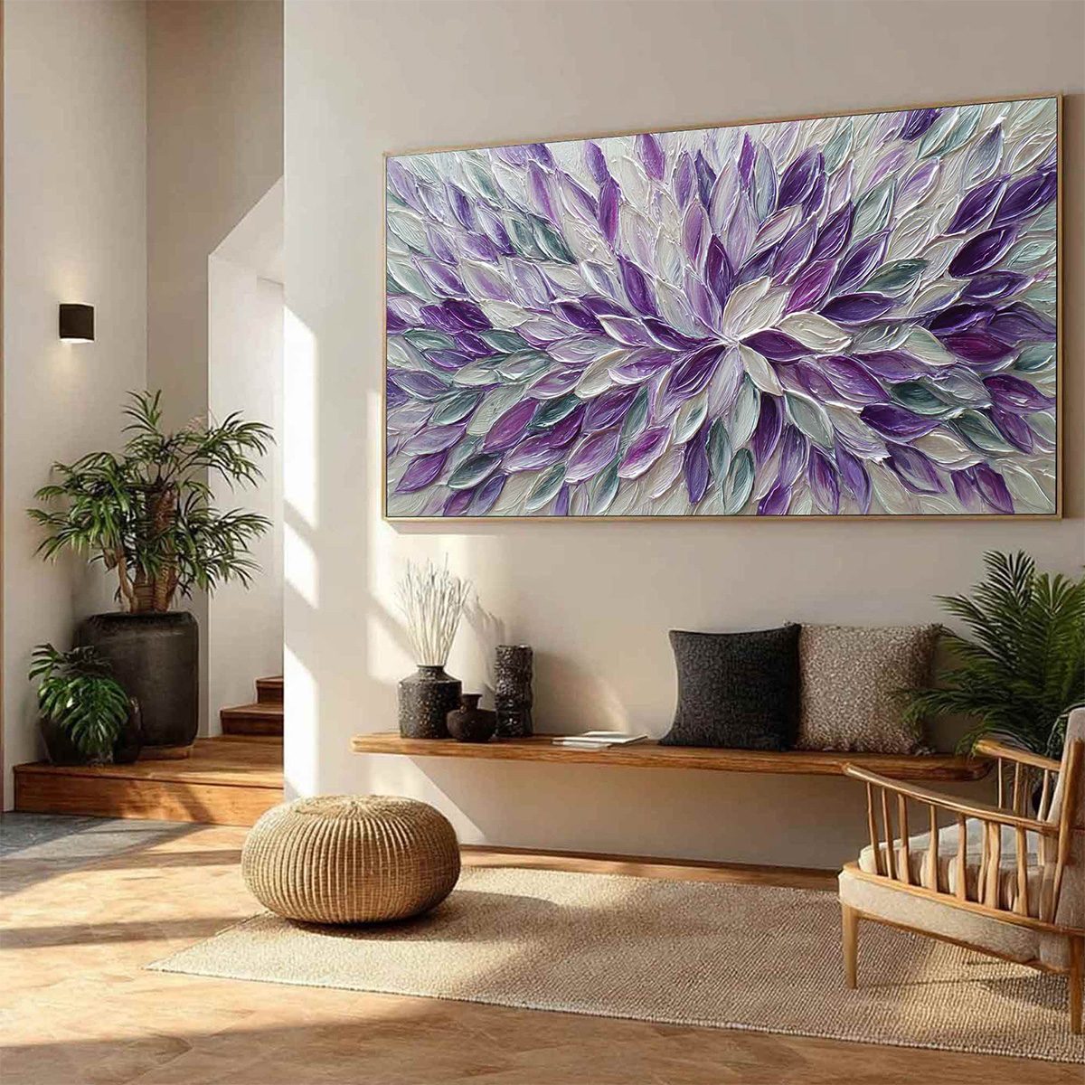 AMETHYST BLOOM: Textured Impasto Floral Oil Painting - Image 7