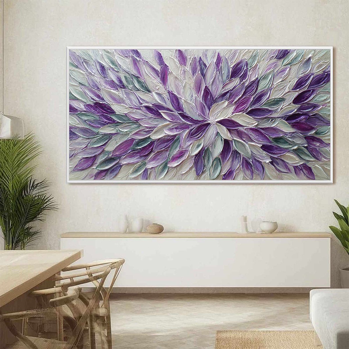AMETHYST BLOOM: Textured Impasto Floral Oil Painting - Image 5